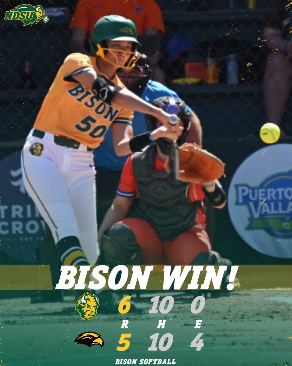 Bison Win!! NDSU reels off a fourth-straight win, defeating host Southern Miss 6-5 to wrap up the Golden Eagle Classic at 4-1