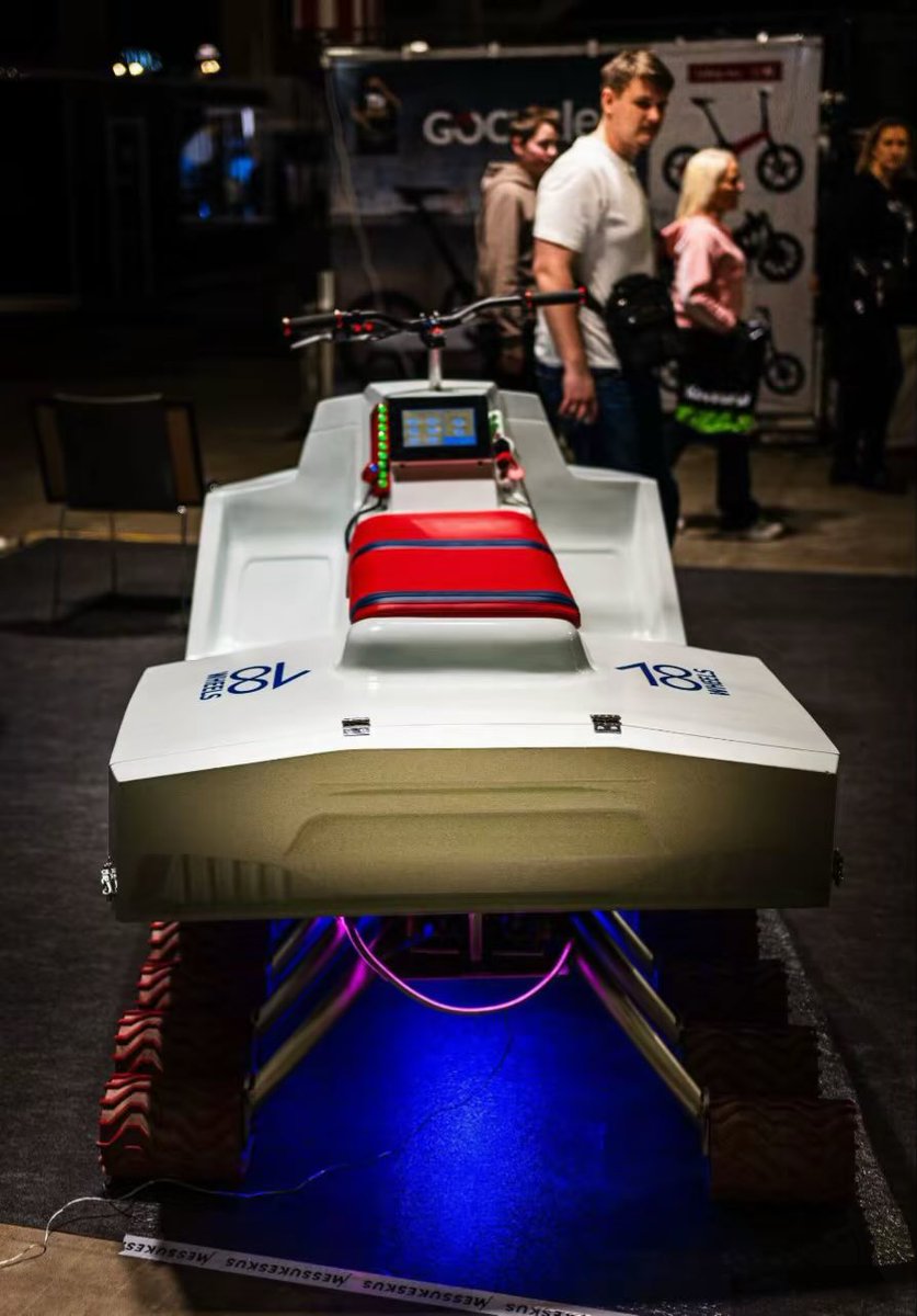 18_wheels_FI's tweet photo. 18Wheels demonstrated the second prototype at the biggest motorcycle and ATV exhibition MP2025 in Helsinki. What a wonderful time it was, huge people attention, talking with talented engineers, enthusiasts of electronic transport . Proud of our team, great job! https://t.co/EEE8KKeOgH