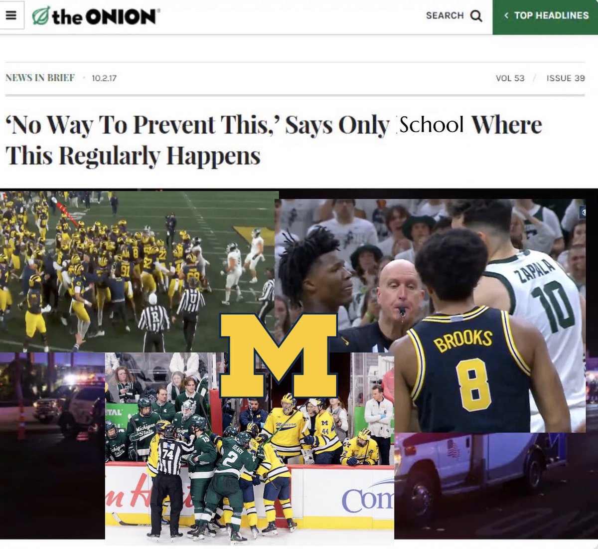LincoInCIay's tweet photo. another fight started by michigan https://t.co/UdzUMLKL8k