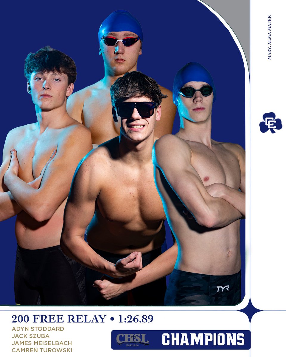 Shoutout to the 200 Freestyle Relay for their 1st place finish! 

#WEareCC #Back2Back