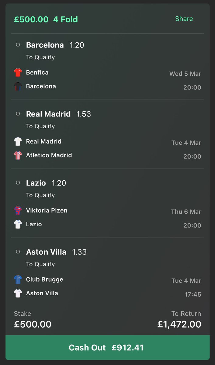 OneBacarySagna's tweet photo. @SantsRNTL This is my bet for current round of European games. Don’t wanna jinx it but easy money 😂 https://t.co/OTirjIrBhX