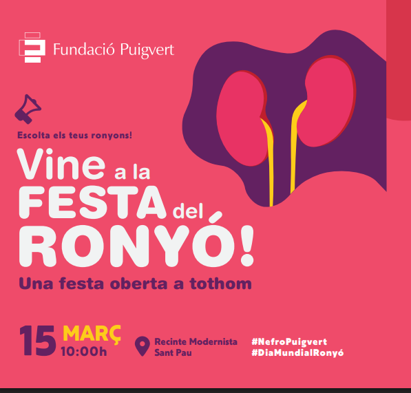 📢 Vine a la festa del Dia Mundial del Ronyó‼️ Un esdeveniment obert a tothom per conscienciar sobre la importància dels ronyons i la salut renal.

🗓️15 de març, de 10 h a 13:45 
🏛️ Recinte Modernista de Sant Pau
Informació 👉linke.to/6GTj

#DiaMundialdelRonyo