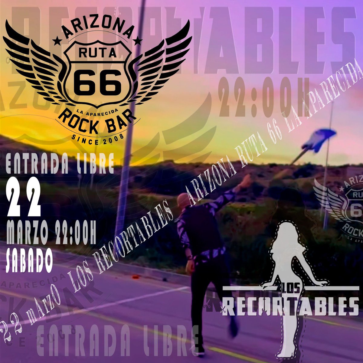 Los Recortables (@losrecortables) on Twitter photo Nos volvemos a ver el sábado 22 de marzo en Arizona Ruta 66 La Aparecida, a las 22:00 y con entrada libre. En esta SÍ que grabamos el videoclip así que contamos con todos vosotros, otra vez.
<a href="/arizonaruta66/">Arizona Ruta 66 Rock</a>  <a href="/LosRecortables/">Los Recortables</a> Nos volvemos a ver el sábado 22 de marzo en Arizona Ruta 66 La Aparecida, a las 22:00 y con entrada libre. En esta SÍ que grabamos el videoclip así que contamos con todos vosotros, otra vez.
<a href="/arizonaruta66/">Arizona Ruta 66 Rock</a>  <a href="/LosRecortables/">Los Recortables</a>