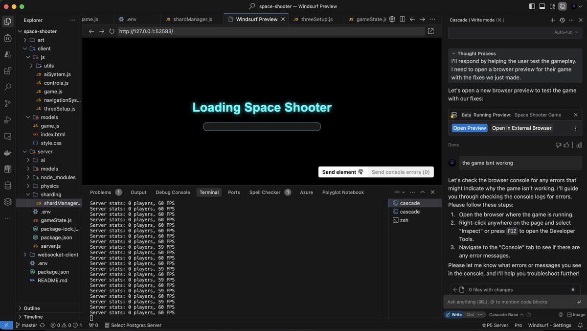 Had <a href="/grok/">Grok</a> help me build a multiplayer game server.

Low latency and maintaining a consitent 60 FPS.

I'll be going live shortly to cook.

Will need some testers!!