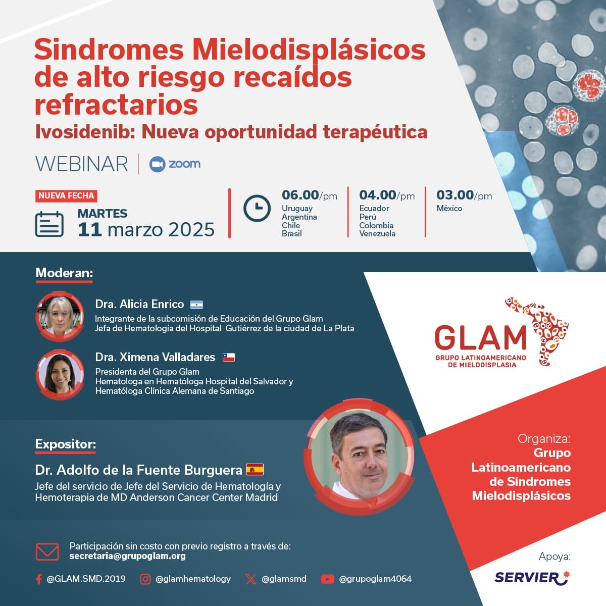 Esta semana estaremos hablando de SMD de alto riesgo que opciones tenemos cuando progresan o son refractarios. Nos acompañará el Dr. de la Fuente de ⁦<a href="/MDAndersonNews/">MD Anderson Cancer Center</a>⁩ ⁦<a href="/claramattosenri/">Alicia Enrico</a>⁩ ⁦<a href="/VtXime/">XimeVT</a>⁩