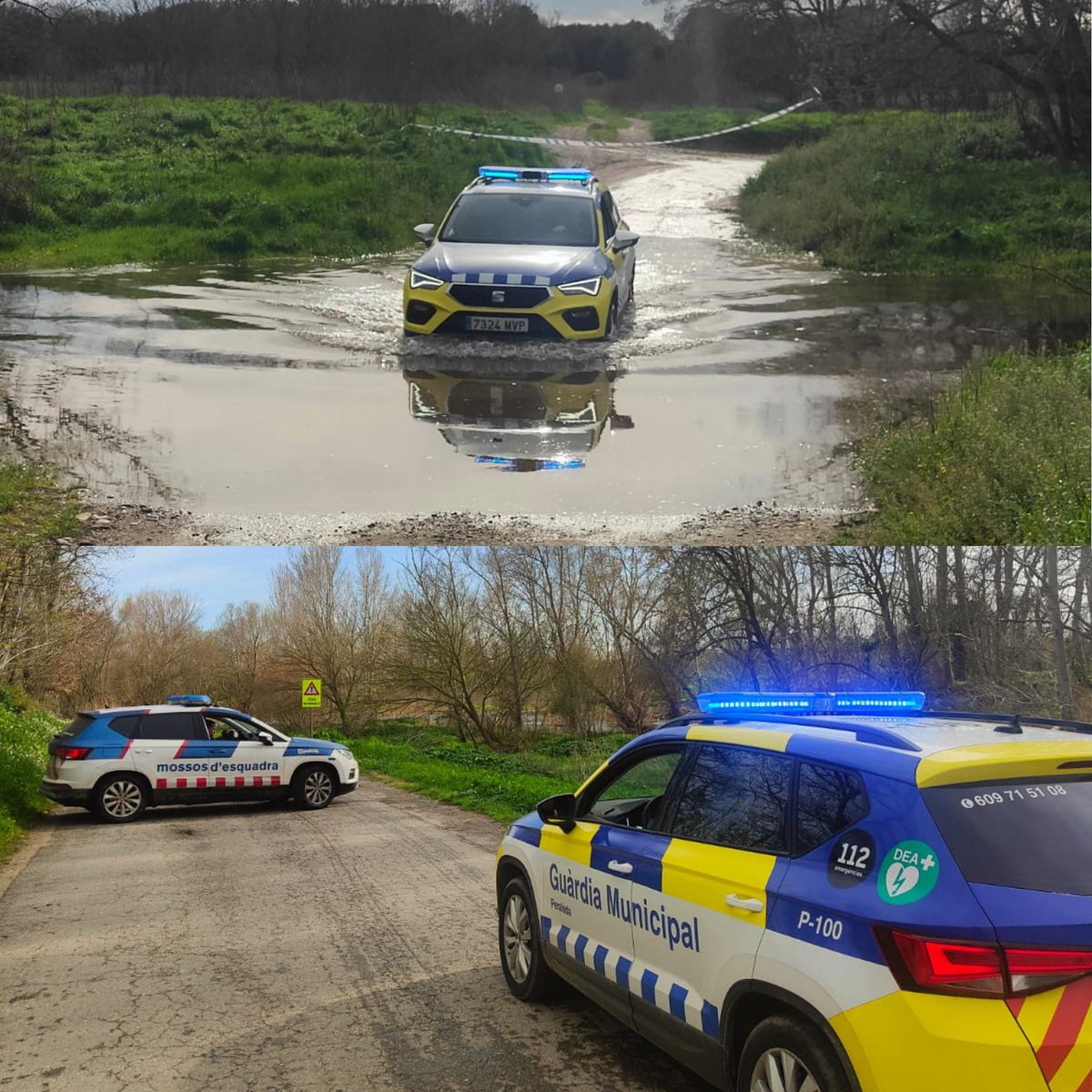 ⚠️ Avís de seguretat:
Els <a href="/mossos/">Mossos</a> i la Guàrdia Municipal tanquen accessos als passos de rieres i rius per la previsió de possibles riuades del Pla #Inuncat.
Recordeu:
⛔ Respectar els accessos tallats.
🚷 Evitar acostaments.
➡️ Circular amb prudència.
#Seguretat #Pluja #Inuncat