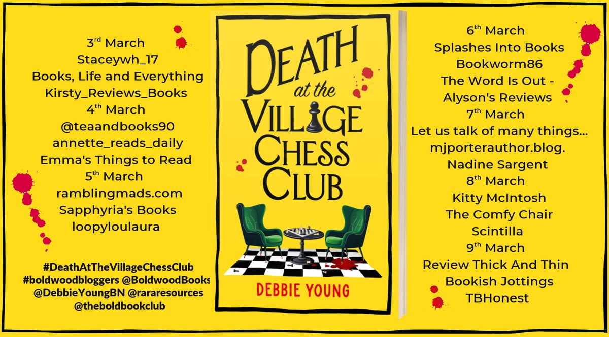 Rach RandomResources (@rararesources) on Twitter photo 'Compelling whodunit, charming characters, and a touch of humor' says <a href="/TBHONEST_UK/">TBHonestπ</a> about
#DeathAtTheVillageChessClub by <a href="/DebbieYoungBN/">π Debbie Young π</a> tbhonest.co.uk/2025/03/09/deaβ¦ <a href="/BoldwoodBooks/">Boldwood Books</a> 'Compelling whodunit, charming characters, and a touch of humor' says <a href="/TBHONEST_UK/">TBHonestπ</a> about
#DeathAtTheVillageChessClub by <a href="/DebbieYoungBN/">π Debbie Young π</a> tbhonest.co.uk/2025/03/09/deaβ¦ <a href="/BoldwoodBooks/">Boldwood Books</a>
