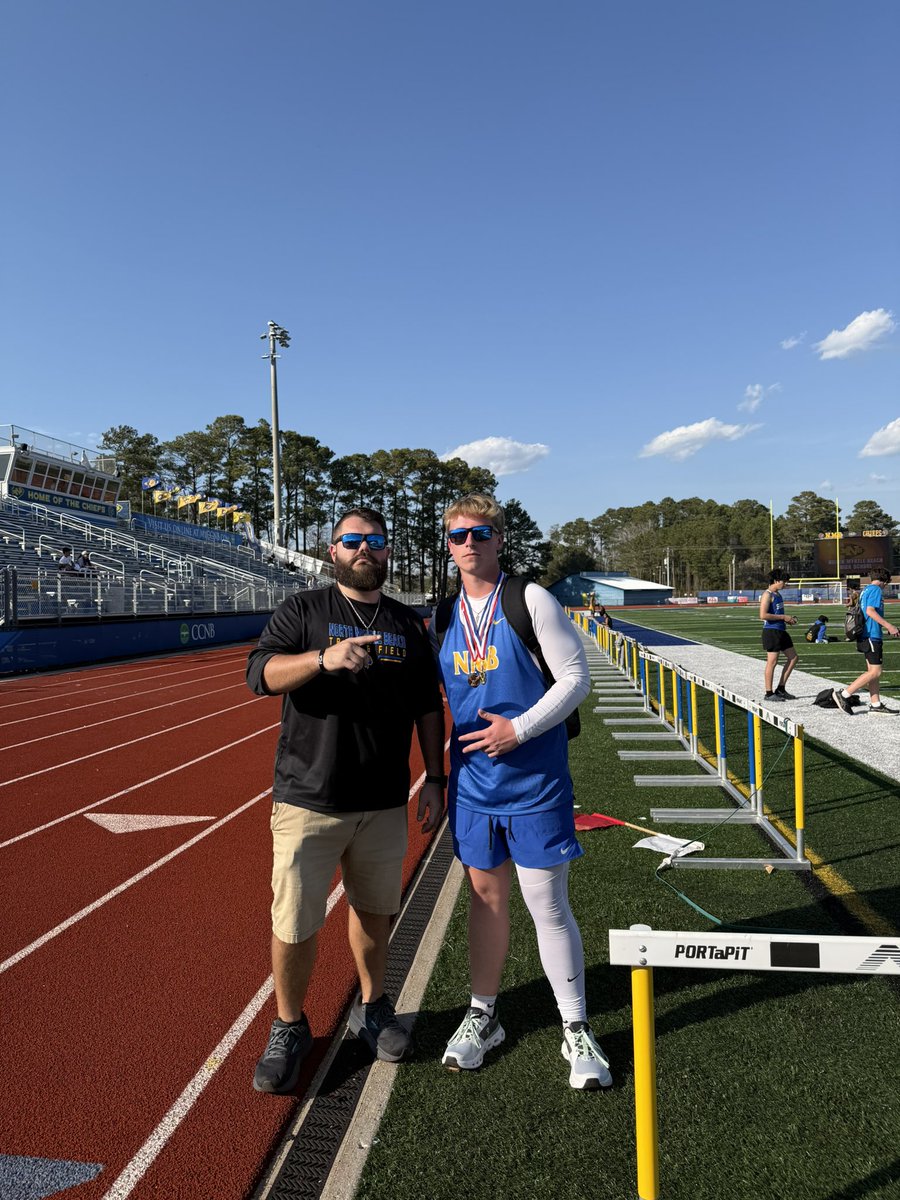 First meet of the year and a win! We placed 1st in javelin, 3rd in discus, and 1st in the overall meet! New PR of 38.77 meters in Javelin! Next up Island Invitational!