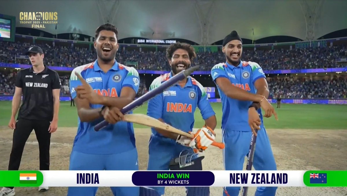 So proud of you my bois!!!

♥️♥️♥️♥️♥️♥️

#ChampionsTrophy2025 #ChampionsTrophy #INDvsNZ #ChampionsTrophyFinal
