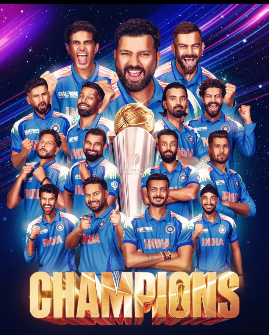 After a wait of 12 years, India lifts the #ChampionsTrophy 2025.

*Bleed Blue* 💙🇮🇳

हार्दिक बधाई