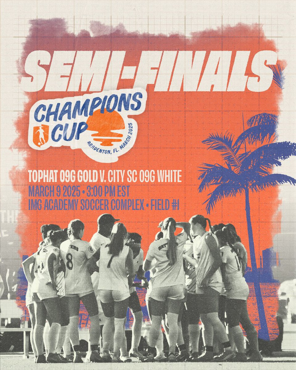 🚨 MATCHDAY: FINAL FOUR 🚨

TopHat 09 Gold is ready to fight for a spot in the Champions Cup Final! 💪🔥

📅 March 9, 2025
⏰ 3:00 PM EST
⚽ vs. City SC
📍 Field #1 | IMG Academy Soccer Complex