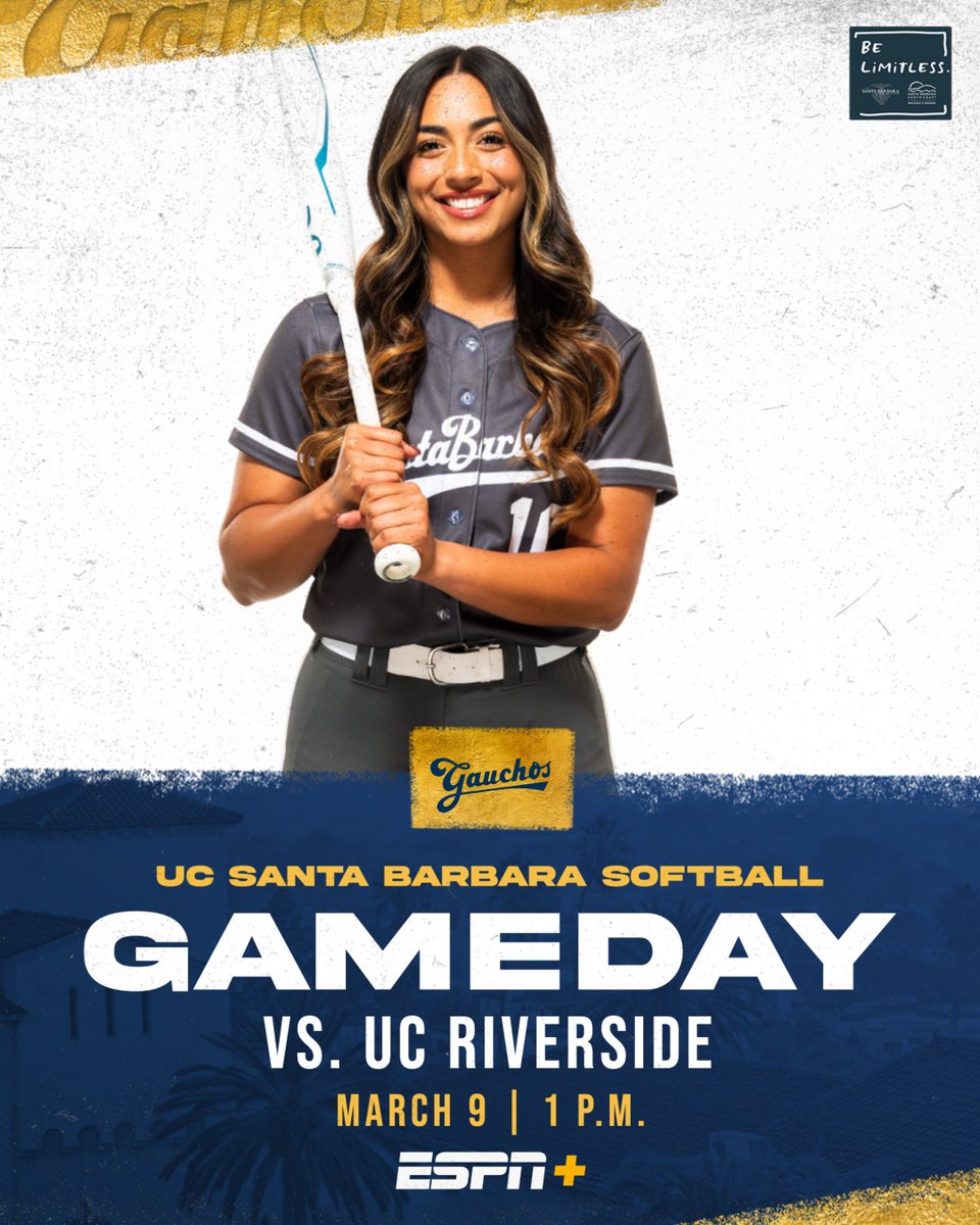 Rubber match!

🆚 UC Riverside
📍 Campus Diamond | Santa Barbara, Calif.
⏰ 1 p.m.
📺 ESPN+ | ucsbgauchos.com/WatchSoftballv…
📊 ucsbgauchos.com/SoftballLiveSt…

#GoGauchos
