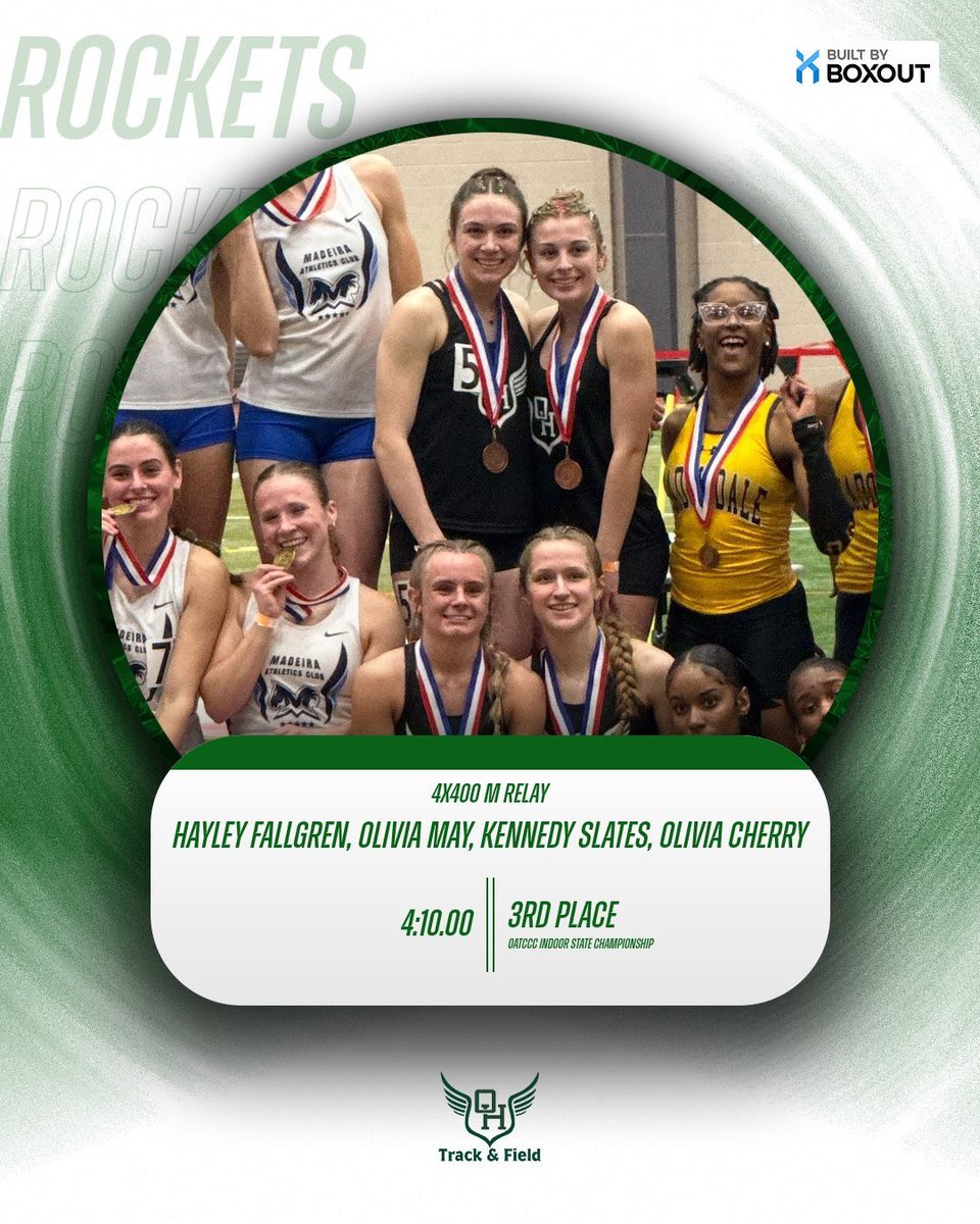 OakHarborTrack's tweet image. 3rd place at Indoor States! Great job Haley, Olivia M, Kennedy, &amp;amp; Olivia C