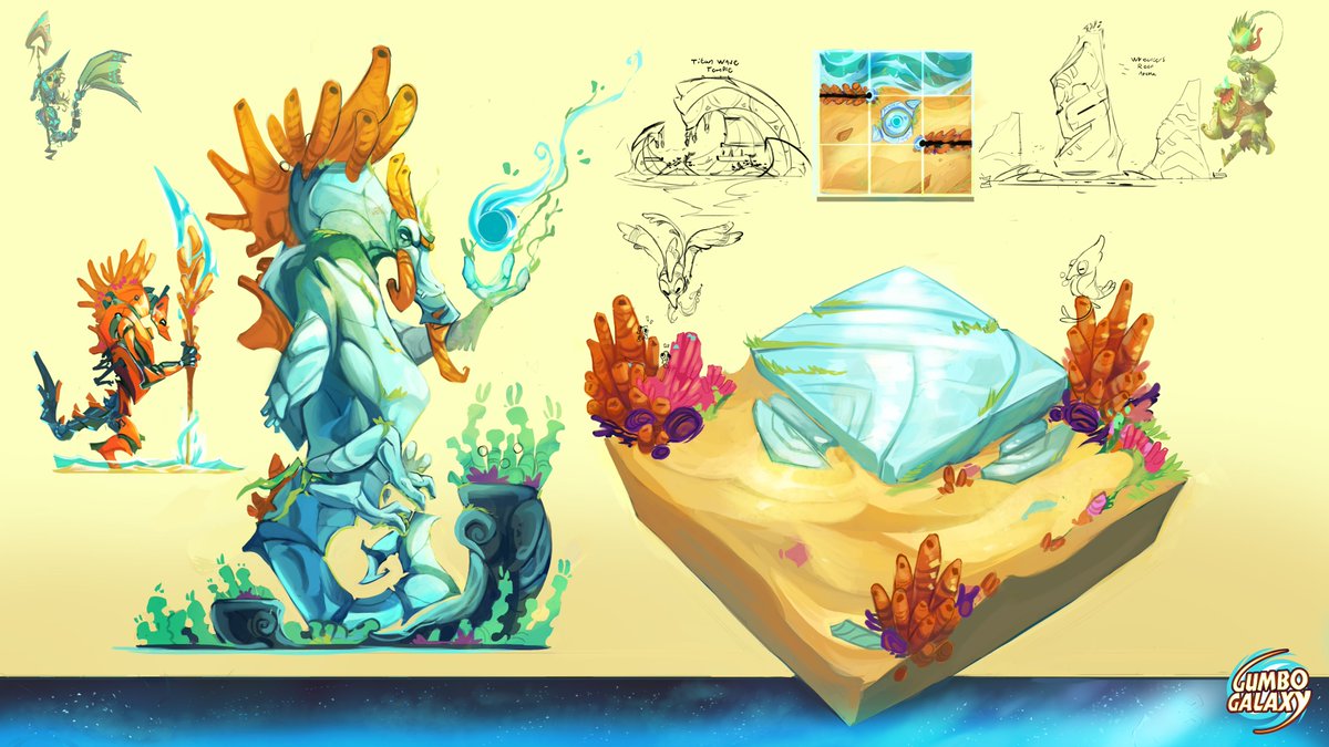 BlookMook's tweet image. Sea horse? Yeah he's right over there. Some concept ideas for the Galateran ocean temples.