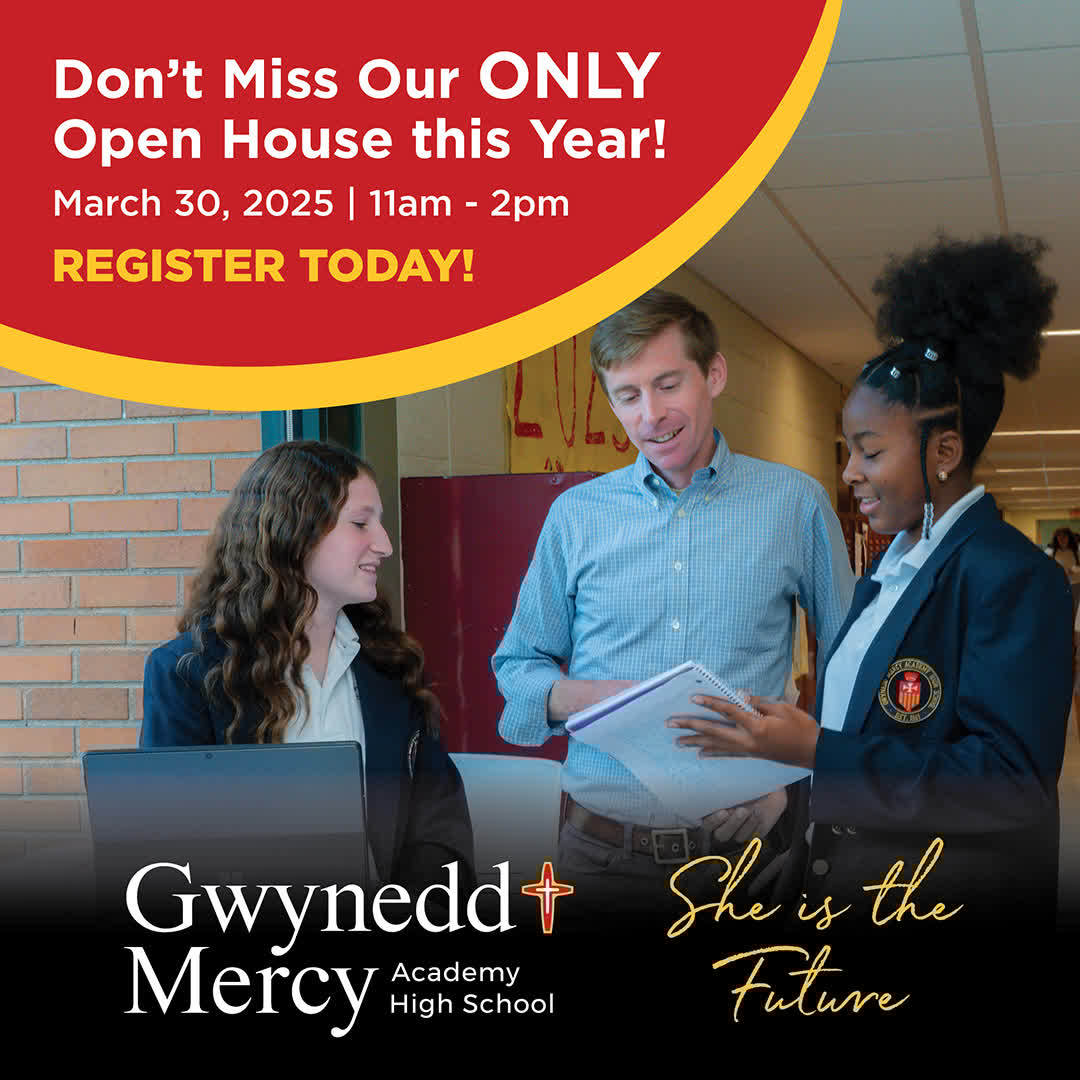 📣 Don't miss our ONLY Open House of 2025!

📅 Sunday, March 30📍 Gwynedd Mercy Academy High School

Join us for a day of discovery and inspiration—see how we educate, empower, and prepare young women for the future.

🔗 Register now: gmahs.org/openhouse