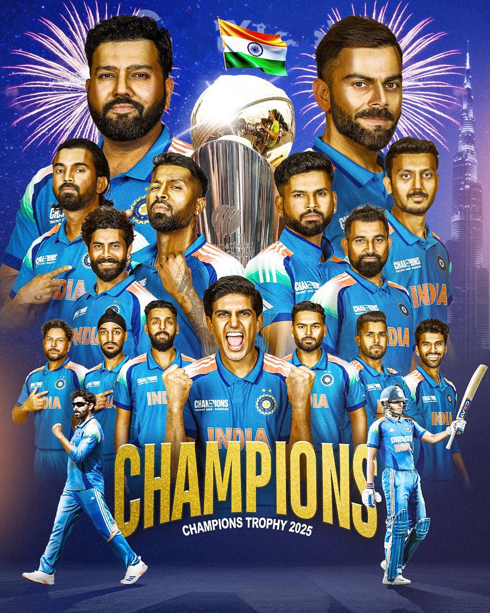 anshuman10b91's tweet photo. Congratulations Indiaaaaaaa.
We are the champions ❤️😎👌👏🏻👏🏻👏🏻🇮🇳🇮🇳🇮🇳
#ChampionsTrophy2025 #ChampionsTrophyFinal #NZvIND
#RohitSharma 
#ChampionsTrophyFinal 
#ViratKohli𓃵 https://t.co/GhTxaFLLNF