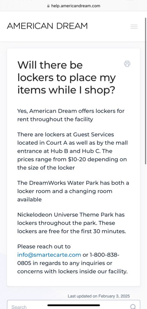 jonasconupdates's tweet photo. Lockers are available for purchase throughout the American Dream Mall. 

This is convenient to store coats and other items you may want to store during the event. See details below. 

Lockers will also be available at Jonas Beach (DreamWorks Waterpark)

#jonascon #jonasbrothers https://t.co/vny0hI3Zki