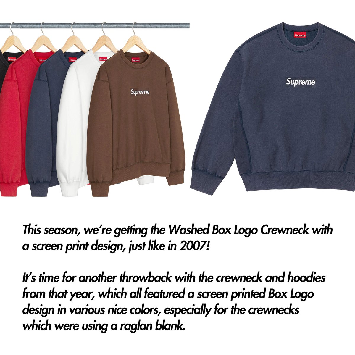 Supreme Washed Box Logo Crewneck Medium Brand New
