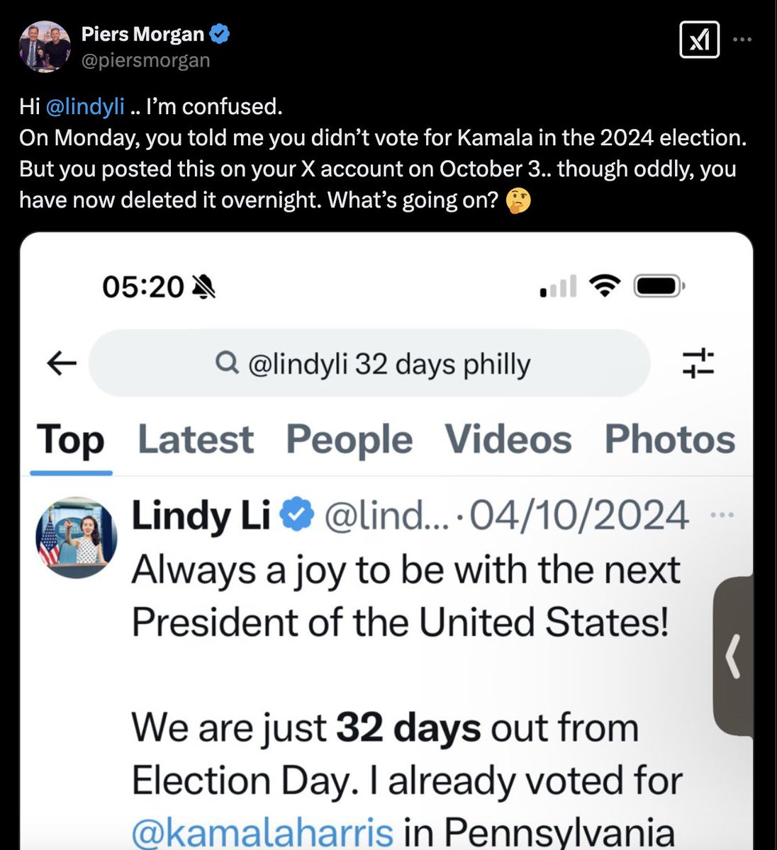 .<a href="/lindyli/">Lindy Li</a> blocked me.

She was a friend of nearly a decade (or so I thought).

She endorsed my anti-Trump/anti-MAGA/pro-diversity book last year.

We worked on a Kamala Harris fundraiser in October that raised 250 thousand dollars.

She asked me to keep fundraising until the last