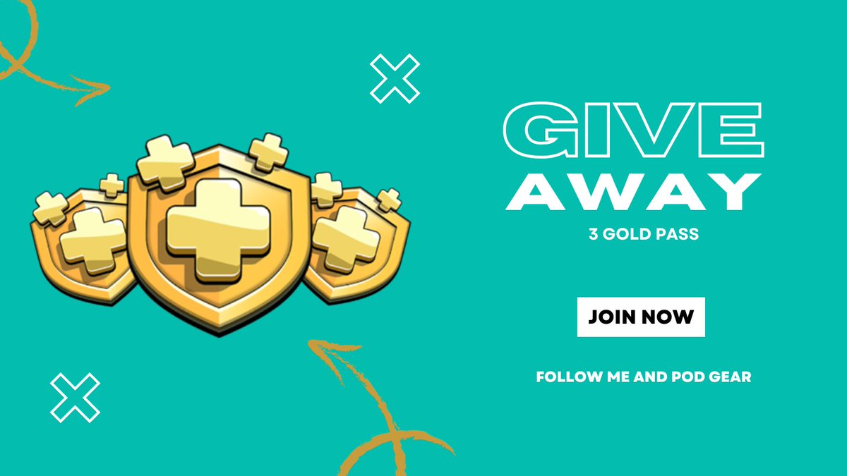 Tywen (@tywencoc) on Twitter photo 3 Gold Passes 🎁
1️⃣ Follow <a href="/PODinsides/">POD GEAR</a> & <a href="/TywenCOC/">Tywen</a> 
2️⃣ Like & RT this post
3️⃣ Identify 3 friends in comments
Optional, join our server : discord.gg/SpWfGncWHm
#clashofclans | #gearup | #GIVEAWAY 3 Gold Passes 🎁
1️⃣ Follow <a href="/PODinsides/">POD GEAR</a> & <a href="/TywenCOC/">Tywen</a> 
2️⃣ Like & RT this post
3️⃣ Identify 3 friends in comments
Optional, join our server : discord.gg/SpWfGncWHm
#clashofclans | #gearup | #GIVEAWAY