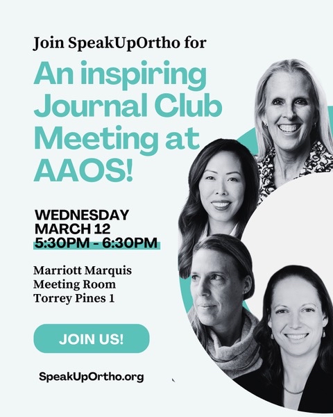 Join Jennifer Weiss MD, FAAOS, one of our SpeakUpOrtho founders, as she moderates this topic at AAOS this week.

And check out our journal club at AAOS too!

#speakuportho #AAOS2025