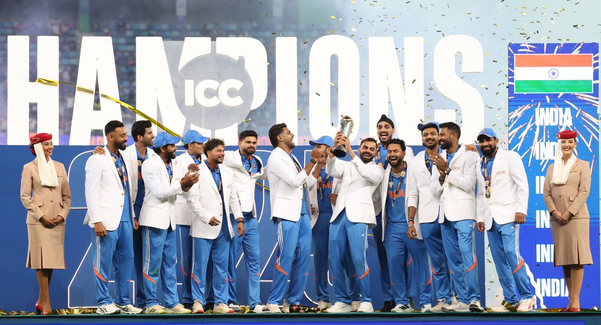 A confident victory by Indian Men’s Cricket Team to win the ICC #ChampionsTrophy2025. 

The nation celebrates your remarkable success.