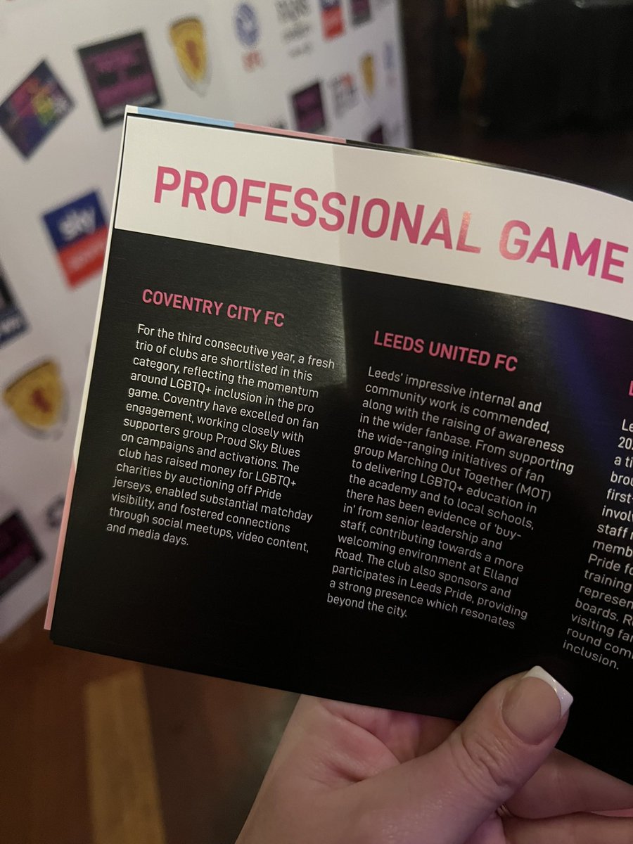 Incredibly proud to have been shortlisted at the <a href="/FvHtweets/">FootballvHomophobia</a> Awards on Friday evening! Finishing 3rd overall in the ‘Professional Game’ category is quite an achievement. Thank you to the <a href="/proudskyblues/">Proud Sky Blues</a> members that accompanied me up to Glasgow, we had a blast! 🏳️‍🌈🩵 #pusb #fvh2025