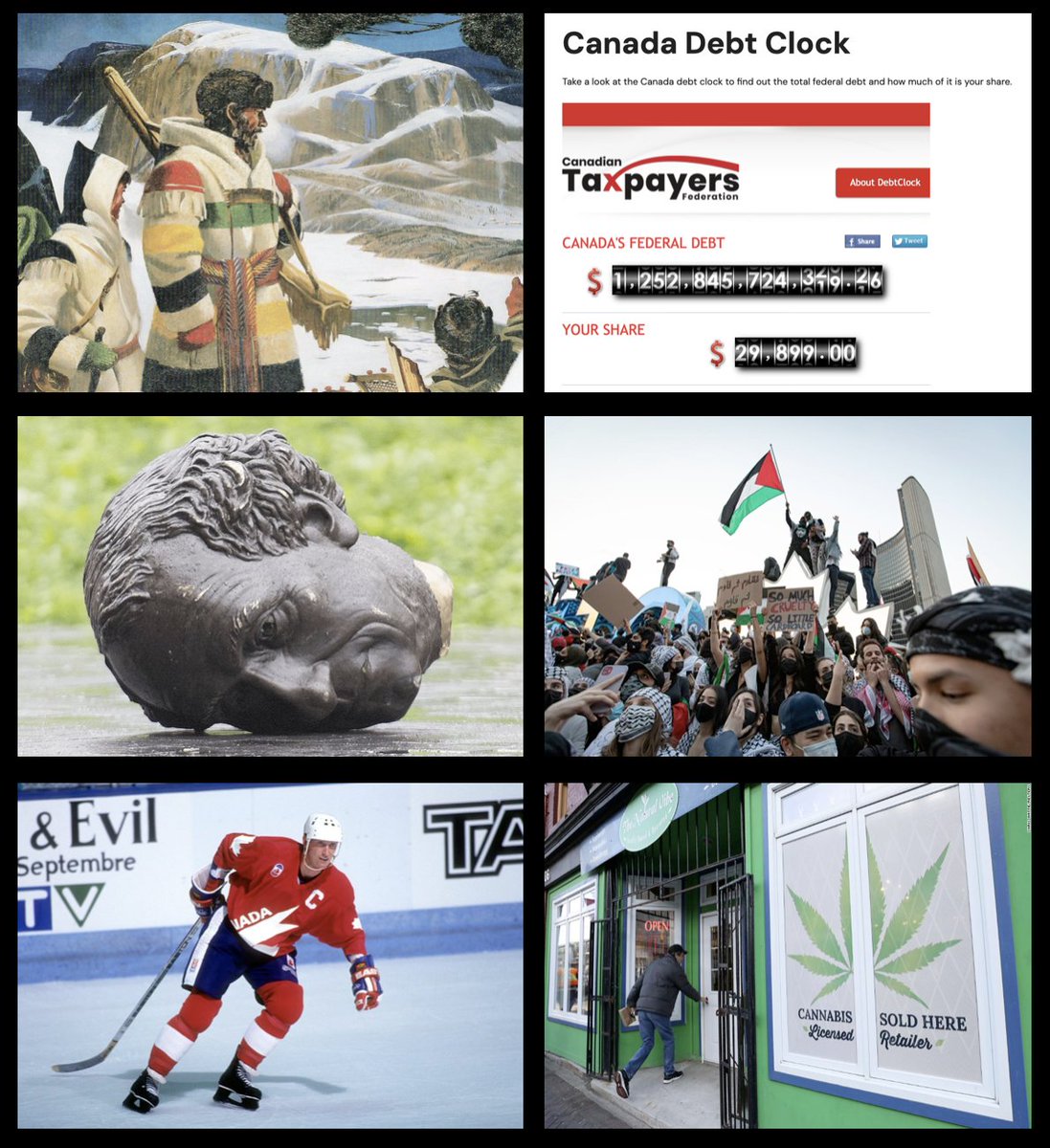 HeadSpaceSpace1's tweet image. Justin Trudeau's Canada.
Let's review...
- Hudson Bay Company in bankruptcy
- $1.2T in debt
- Every John A MacDonald statue torn down
- Cities overrun with foreigners
- Wayne Gretzky cancelled
- Cannabis stores on every corner from coast-to-coast to deal with all of the above