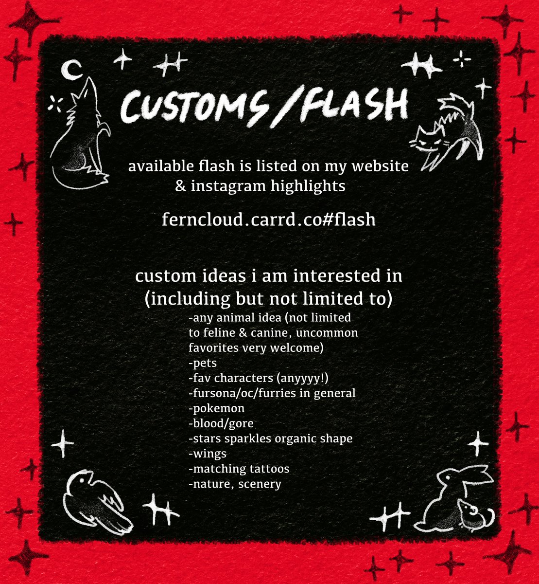 fernwhisker's tweet image. updated booking info (scheduling april for &amp;amp; later)