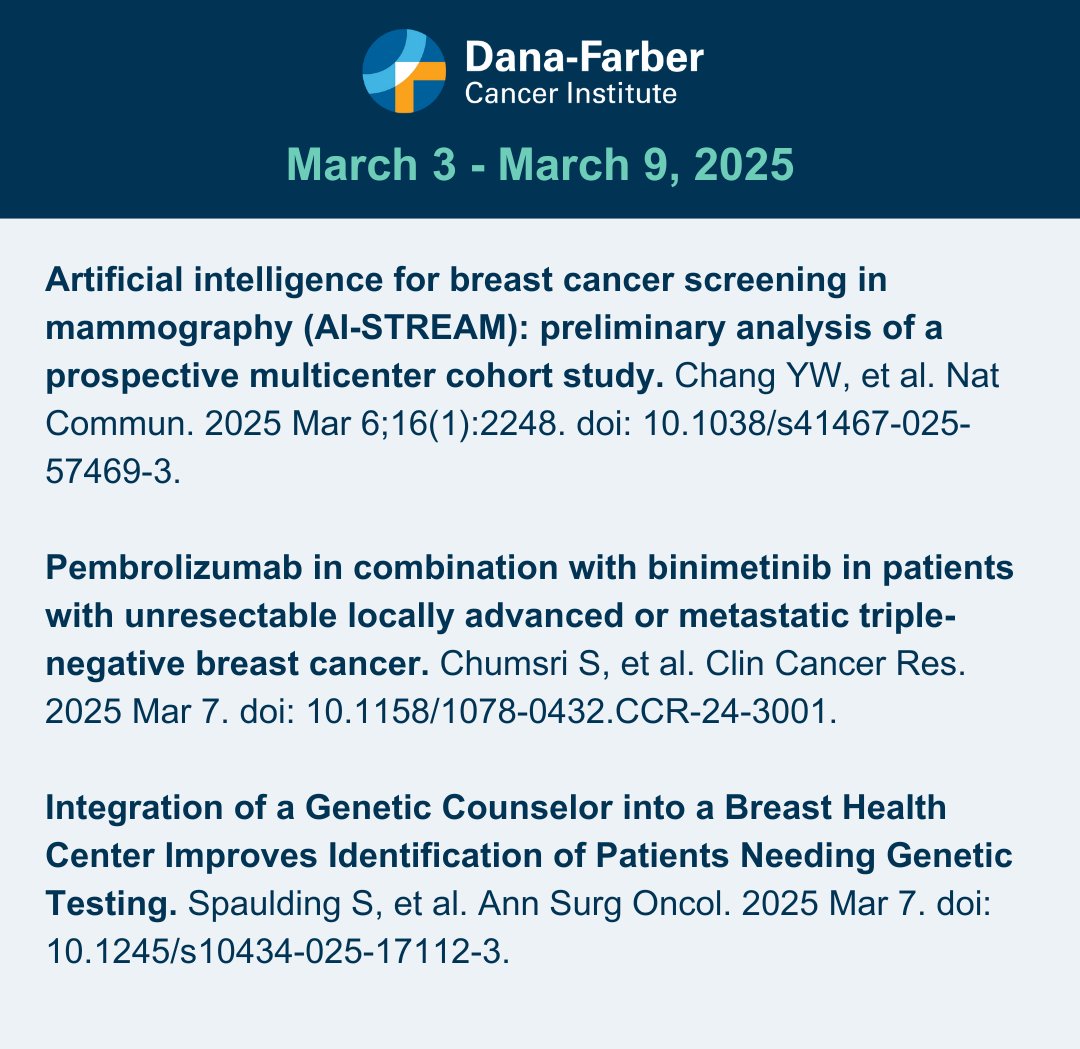 Here’s the #BreastCancer Research Digest - a summary of last week’s publications from select high-impact journals (March 3rd-9th, 2025). #ClinicalResearch #CancerTreatment #BCSM #BreastCancerResearch
