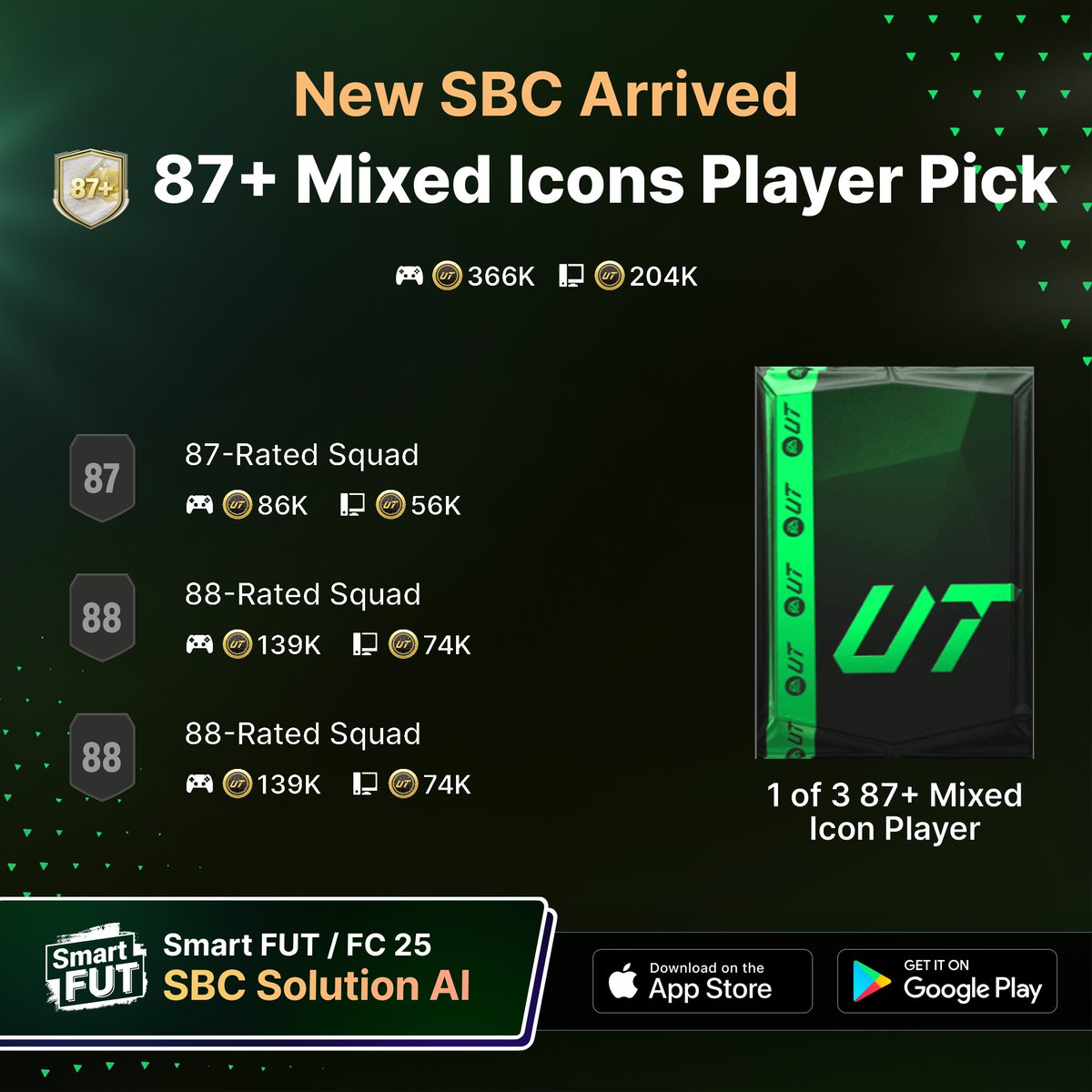 SmartFUT_App's tweet photo. 🆕New SBCs Arrived: Danny da Costa , 87+ Mixed Icons Player Pick , 87+ Mixed Heroes Player Pick , FUT Birthday Challenge 2 are now ready to solve in Smart FUT!  #SBC #FC25 #ut25 #EAFC25 #EAFC25RATINGS https://t.co/RMUSoP4qlT