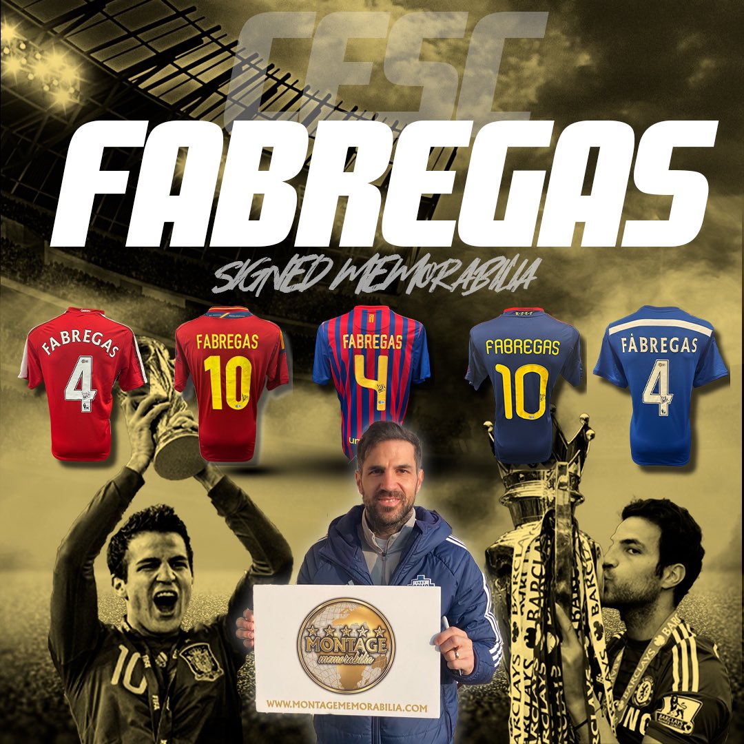 Our Cesc Fabregas signed shirts are also available and live on the website right NOW! 🚨 

A selection of memorable shirts from his glittering career! 🇪🇸 🪄 

This plus over 125 NEW items have been added to the website today alone with many more to come next week! 

Visit now to