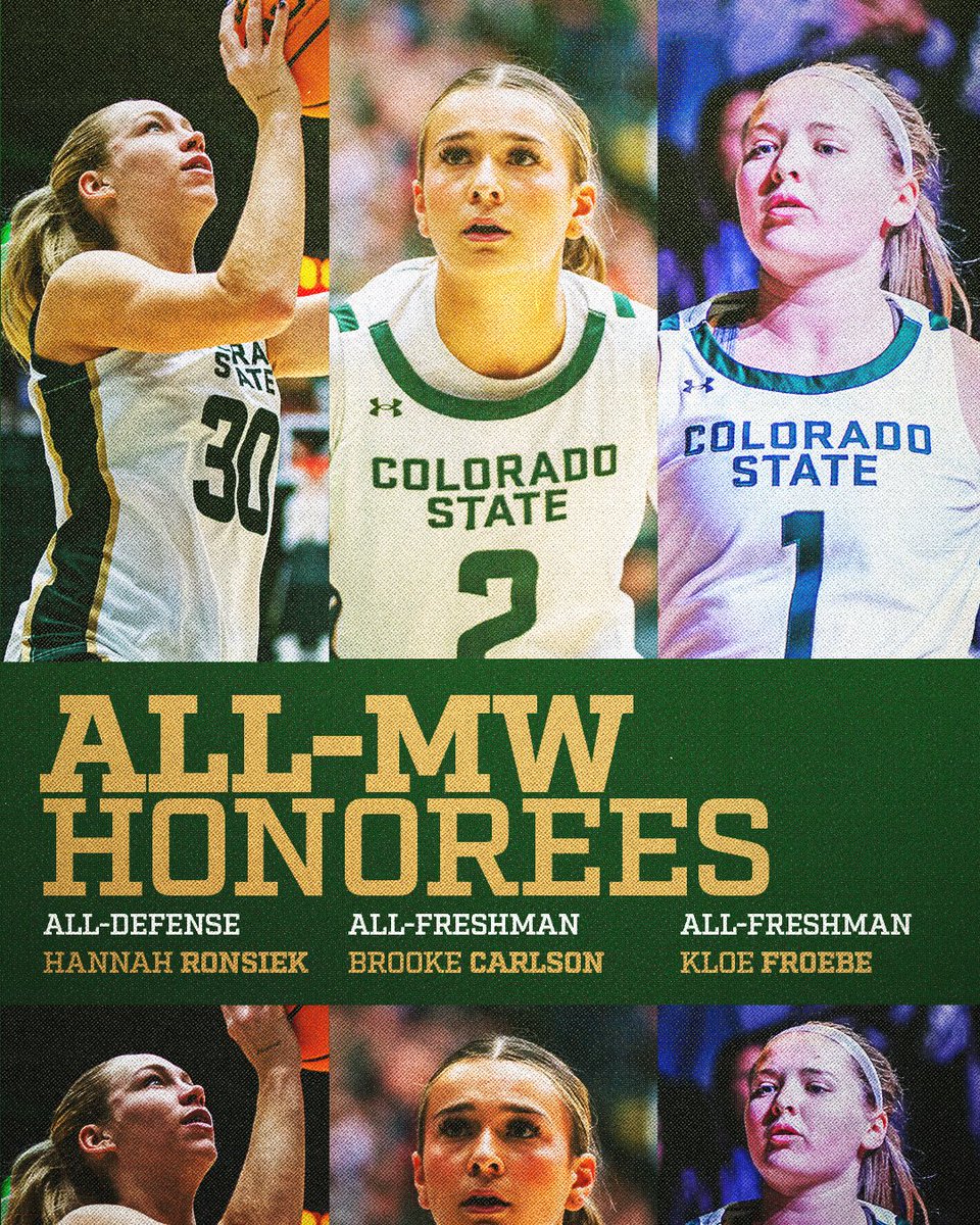 Colorado State Women's Basketball (@csuwbasketball) on Twitter photo ๐๐๐๐ฅ ๐๐๐๐จ๐ ๐ง๐ข๐ญ๐ข๐จ๐ง
<a href="/HannahRonsiek/">Hannah Ronsiek</a> locked down an All-Defensive Team spot, while <a href="/Brooke_carlson1/">brooke carlson</a> and <a href="/kloefroebe/">Kloe Froebe</a> each earn places on the All-Freshman Team ๐
#Relentless x #CSURams ๐๐๐๐ฅ ๐๐๐๐จ๐ ๐ง๐ข๐ญ๐ข๐จ๐ง
<a href="/HannahRonsiek/">Hannah Ronsiek</a> locked down an All-Defensive Team spot, while <a href="/Brooke_carlson1/">brooke carlson</a> and <a href="/kloefroebe/">Kloe Froebe</a> each earn places on the All-Freshman Team ๐
#Relentless x #CSURams