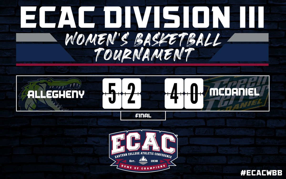 ECAC Sports (@ecacsports) on Twitter photo #ECACWBB: The <a href="/ACGatorSports/">Allegheny Gators</a> advance to the ECAC DIII Championship next weekend with a 52-40 win over <a href="/mcdanielsports/">McDaniel College Athletics</a>. Bella Antonacci finished with a double-double with 15 pts and 16 rebounds for the Gators! #d3hoops #ECACWBB: The <a href="/ACGatorSports/">Allegheny Gators</a> advance to the ECAC DIII Championship next weekend with a 52-40 win over <a href="/mcdanielsports/">McDaniel College Athletics</a>. Bella Antonacci finished with a double-double with 15 pts and 16 rebounds for the Gators! #d3hoops