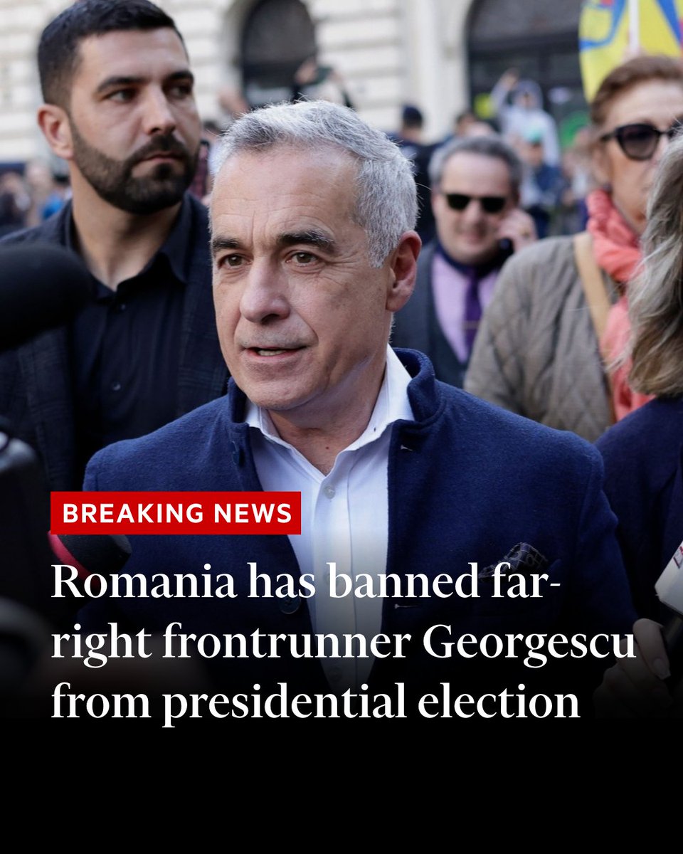 Breaking news: Romania has banned the far-right frontrunner in the country’s presidential vote from taking part in the election, in a move that comes despite warnings from the US to respect voters’ wishes on.ft.com/3DvtHpr