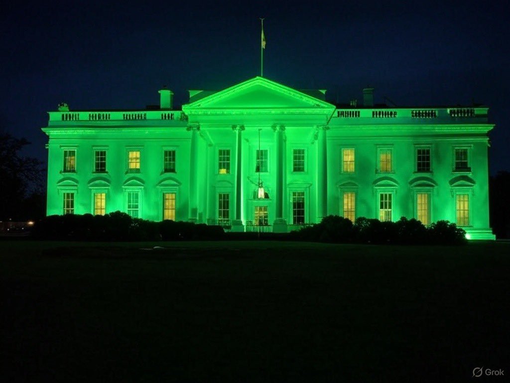 DegenWebDesign's tweet image. Degens, listen up! 

The White House just got a neon cyber green makeover, and it’s screaming BULL RUN vibes! Imagine those marble pillars glowing with $ETH green, charts spiking like the DC skyline.

Time to trade like a Founding Father on a blockchain – stack those sats, flip…