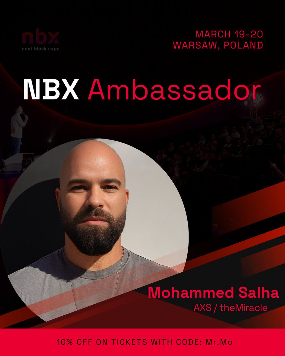 MR.MO ᴬˣˢ (@mistermo_axs) on Twitter photo Excited to deliver a keynote at @NextBlockExpo on “Revolutionizing Brand Engagement in Web3 – How to Reach 30M Users with a Few Clicks”
I’ll showcase how <a href="/themiracle_io/">theMiracle</a>'s AI-powered distribution engine is transforming digital assets into real-world benefits.
As an ambassador Excited to deliver a keynote at @NextBlockExpo on “Revolutionizing Brand Engagement in Web3 – How to Reach 30M Users with a Few Clicks”
I’ll showcase how <a href="/themiracle_io/">theMiracle</a>'s AI-powered distribution engine is transforming digital assets into real-world benefits.
As an ambassador