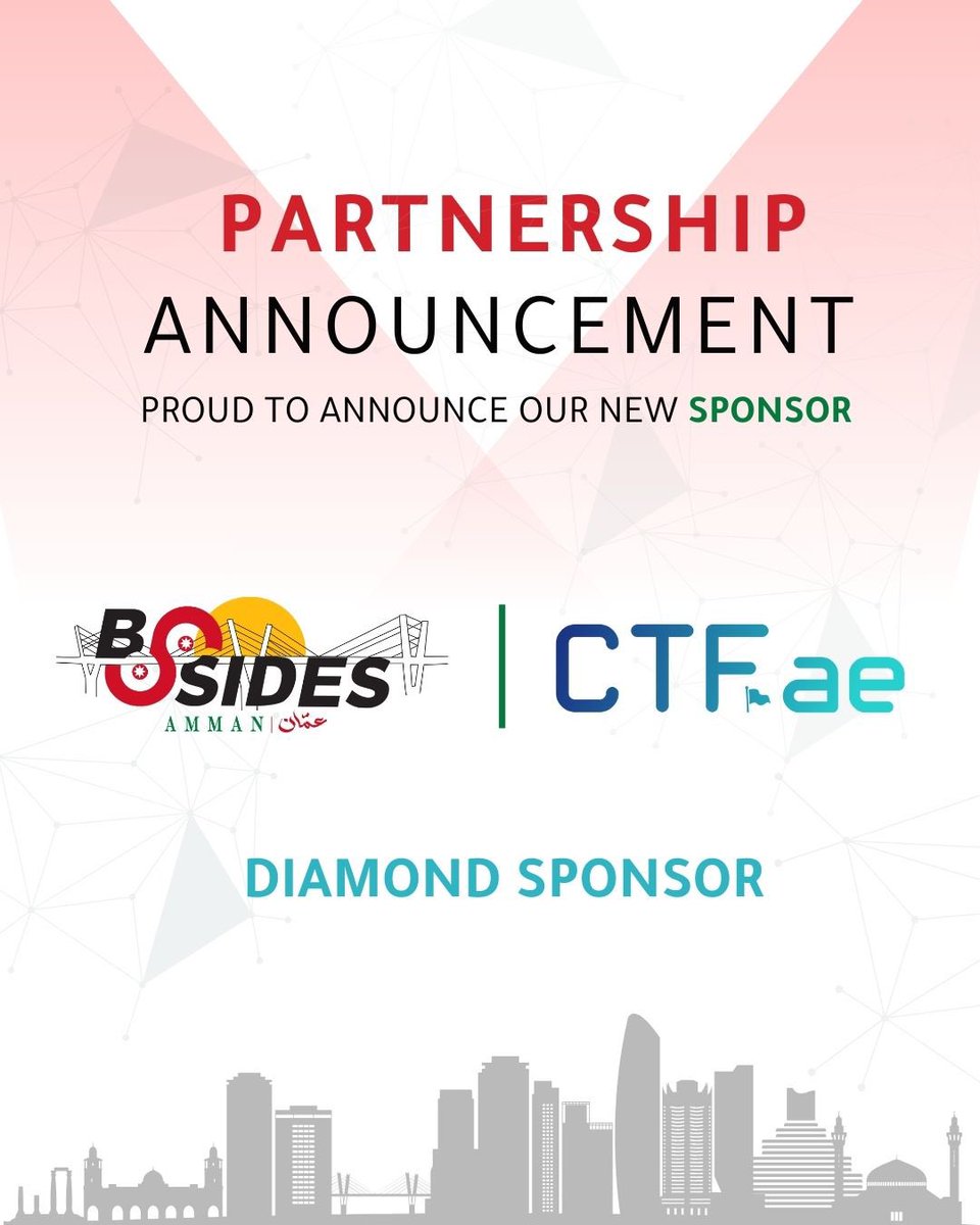 We are excited to announce that <a href="/CTFae/">CTF.ae</a> has joined BSidesAmman as a Diamond Sponsor!

<a href="/CTFae/">CTF.ae</a> specializes in delivering world-class cyber drills and Capture the Flag (CTF) initiatives, empowering organizations and individuals to enhance their cybersecurity skills.

#securitybsides
