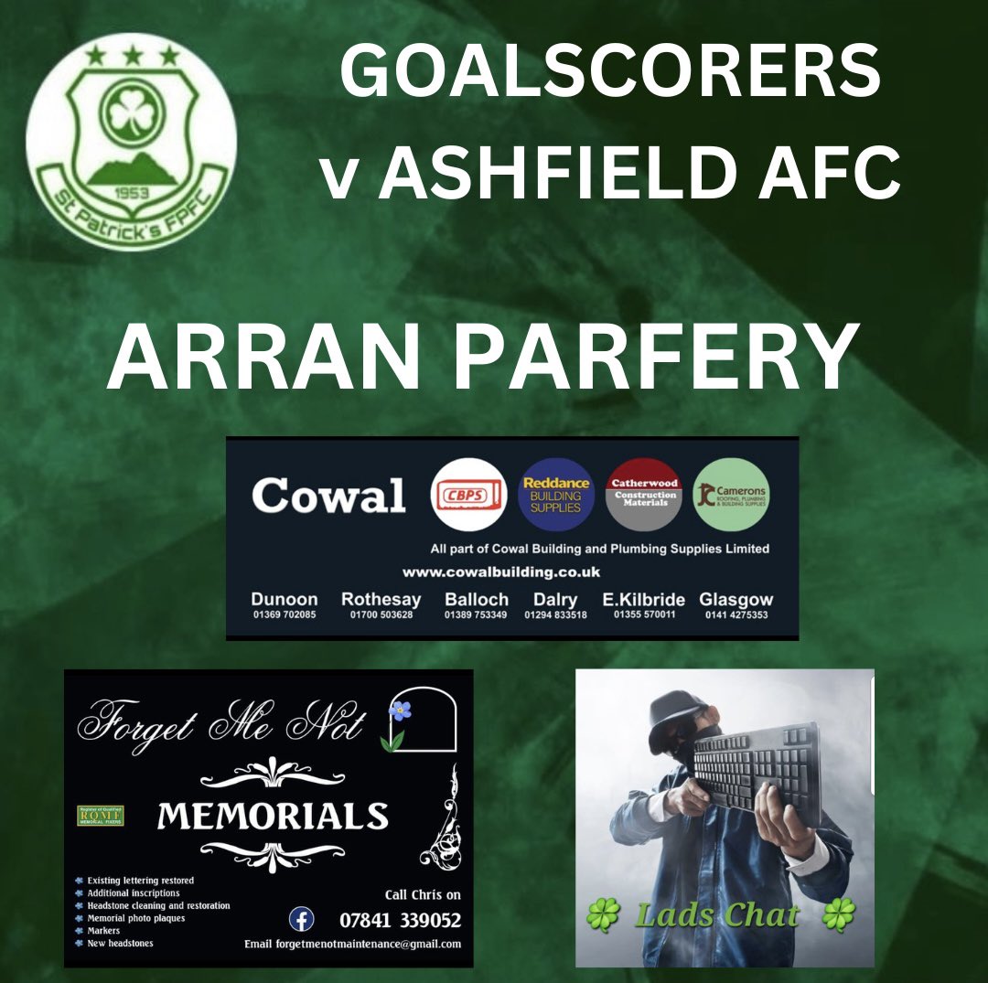 St Patrick's FP FC (@stpatricksfpfc) on Twitter photo 🟢⚪️ WEST CUP MOM & SCORERS ⚪️🟢
Man of the match in our 3-1 West of Scotland cup victory over Ashfield was dynamic midfielder <a href="/gravyy1967/">Gravy</a>, brilliant performance Luke. Our scorers were LL9, <a href="/reece_beaton/">Reece Beaton</a> and <a href="/ParferyArran/">Arran Parfery</a>. Massive thanks to the players individual sponsors 💚☘️ 🟢⚪️ WEST CUP MOM & SCORERS ⚪️🟢
Man of the match in our 3-1 West of Scotland cup victory over Ashfield was dynamic midfielder <a href="/gravyy1967/">Gravy</a>, brilliant performance Luke. Our scorers were LL9, <a href="/reece_beaton/">Reece Beaton</a> and <a href="/ParferyArran/">Arran Parfery</a>. Massive thanks to the players individual sponsors 💚☘️