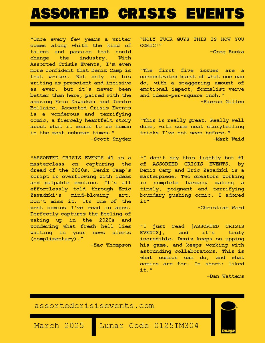 Assorted Crisis Events 1 is out THIS WEDNESDAY ! Here are some things people are saying about it!!