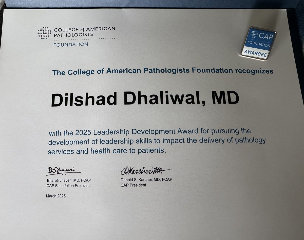 Dilshad Dhaliwal (@drdilshadd) on Twitter photo Look what came in the mail today ❤️❤️
College of American Pathologists (CAP) has a way of making your day
Thank you for such an honor, blessed 😇
<a href="/Pathologists/">CAPathologists</a> <a href="/CAPDCAdvocacy/">CAP Advocacy</a> #CapRf #PathTwitter Look what came in the mail today ❤️❤️
College of American Pathologists (CAP) has a way of making your day
Thank you for such an honor, blessed 😇
<a href="/Pathologists/">CAPathologists</a> <a href="/CAPDCAdvocacy/">CAP Advocacy</a> #CapRf #PathTwitter