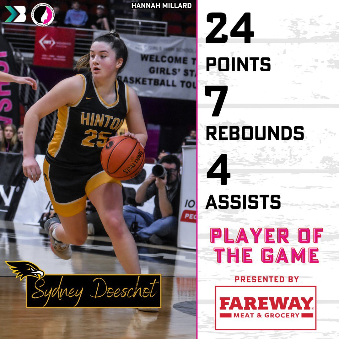 Derrick Beechum (@coachbeechum) on Twitter photo Conceptually Thinking Basketball: State Semifinal Player of the Game
Player Information
- Name: Sydney Doeschot (<a href="/doeschot_sydney/">Sydney Doeschot</a>)
- Position: Point Guard (5'8")
- School: Hinton High School (Iowa)
- Class: 2026
- Club Team: ETG Midwest Elite 3SSB <a href="/eliteBB2024/">ETG 3SSB Girls 16U</a>
State Semifinal Conceptually Thinking Basketball: State Semifinal Player of the Game
Player Information
- Name: Sydney Doeschot (<a href="/doeschot_sydney/">Sydney Doeschot</a>)
- Position: Point Guard (5'8")
- School: Hinton High School (Iowa)
- Class: 2026
- Club Team: ETG Midwest Elite 3SSB <a href="/eliteBB2024/">ETG 3SSB Girls 16U</a>
State Semifinal