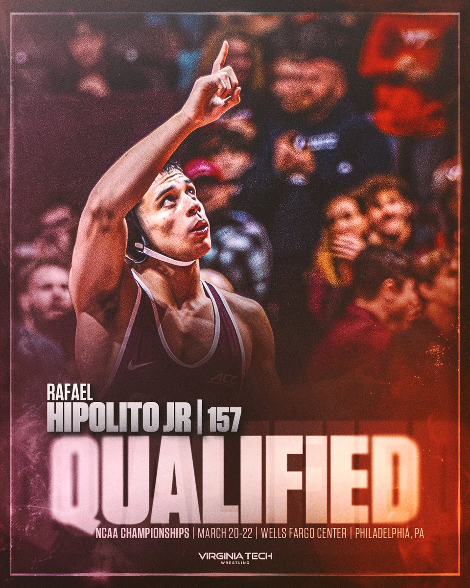 𝙋𝙖𝙘𝙠 𝙮𝙤𝙪𝙧 𝙗𝙖𝙜𝙨, 𝙍𝙖𝙛𝙖. 𝙔𝙤𝙪’𝙧𝙚 𝙝𝙚𝙖𝙙𝙚𝙙 𝙩𝙤 𝙩𝙝𝙚 𝙙𝙖𝙣𝙘𝙚!

Rafael Hipolito, Jr. punches his ticket to the NCAA Championship in his debut season.
#ALLINALLTHETIME #Hokies 🦃