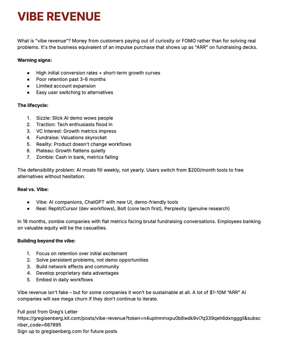 I wrote a post about what is vibe revenue &amp; predict that we will see tons of zombie VC-backed AI companies in 18 months