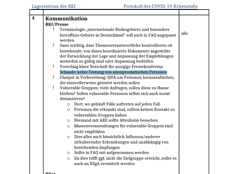Heute vor 5 Jahren schlugen die Experten im <a href="/rki_de/">Robert Koch-Institut</a> eine "klare Botschaft für die Pressekonferenz" vor: Der damals stellvertretende Präsident "Schaade: keine Testung von asymptomatischen Personen" Trotzdem folgte dann die Spahn`sche Massentesterei von gesunden Menschen. 
Quelle: