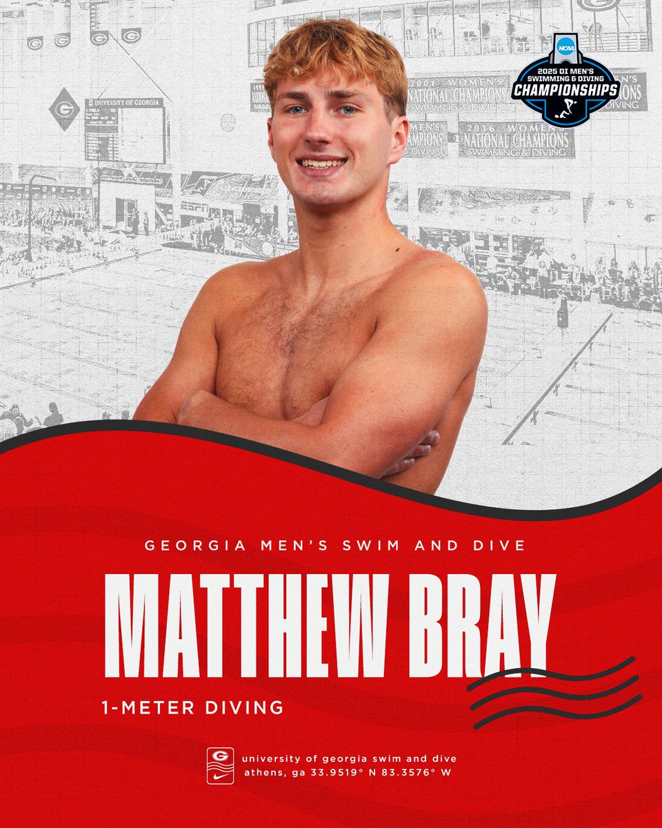 🐶 Matthew Bray is headed to his first NCAA Championships!

Bray finishes seventh on 1-meter with a score of 675.25, punching his ticket to Federal Way 🎟️

#GoDawgs 🐾