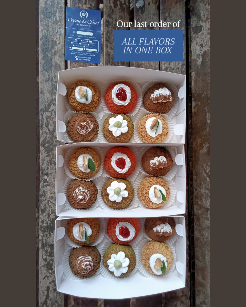 cremencloud's tweet image. #crèmencloudbybarbara #chouxaucraquelin #coffee #chocolate #strawberry #matcha #vanilla #diplomatcream #kuesoes #kuesus