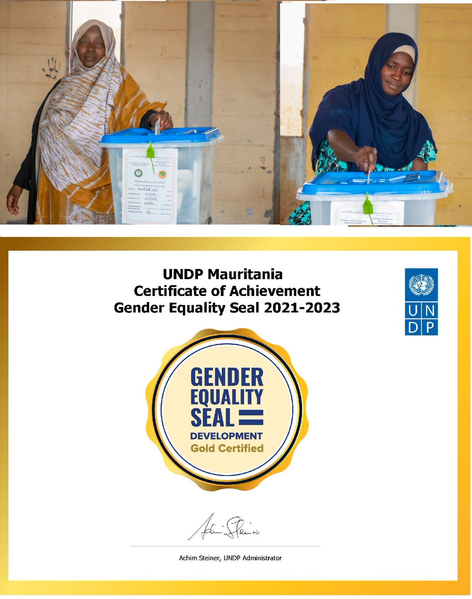 PNUDMauritanie's tweet photo. Élections législatives, municipales &amp; régionales 2023 : Large Sensibilisation et plaidoyer pour l’inclusion
Résultat : 1 million et ½ d’électeurs dont 52% de femmes, + de Représentation des femmes : 23% des députés (20% en 2018), 35% des conseillers municipaux &amp; 32% des régionaux https://t.co/7x595sglQu