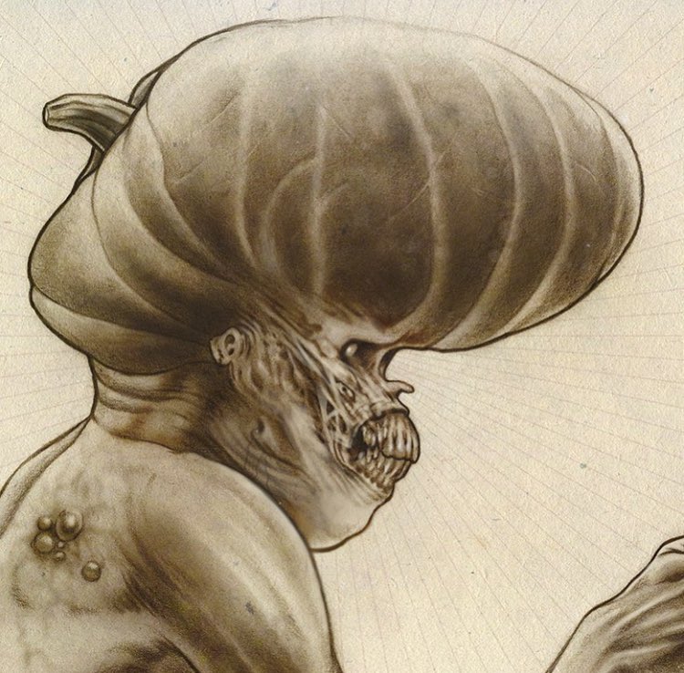 If the head is big, does it mean that the individual has smarts? #entenn #creaturedesign #creepyart #pumpkinhead
