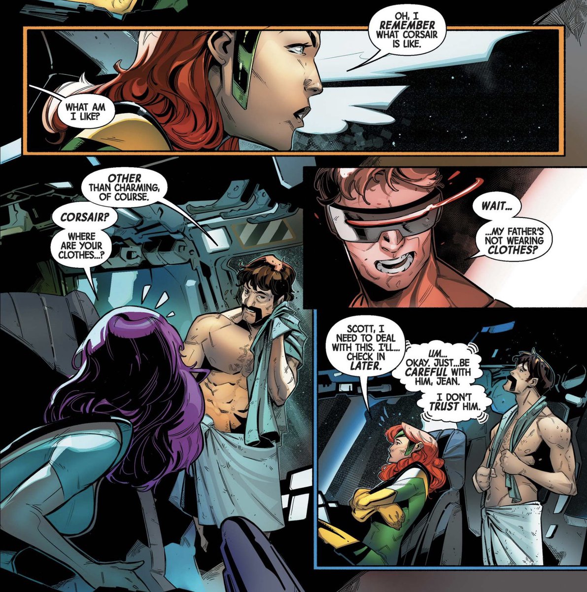 LARcomics's tweet photo. Not Cyclops being jealous of his daddy! 🙊

📕Phoenix #2 (2024)

#comicthreads 
#XMen #XSpoilers #Marvel #MarvelComics #MarvelUnlimited https://t.co/StZ0SzJ8oJ
